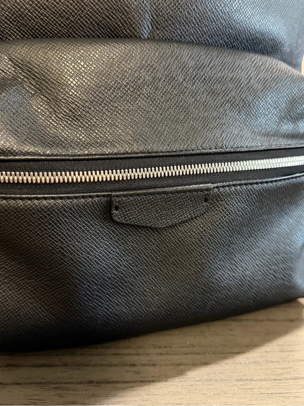 Louis Vuitton Black Leather Backpack with Silver Hardware